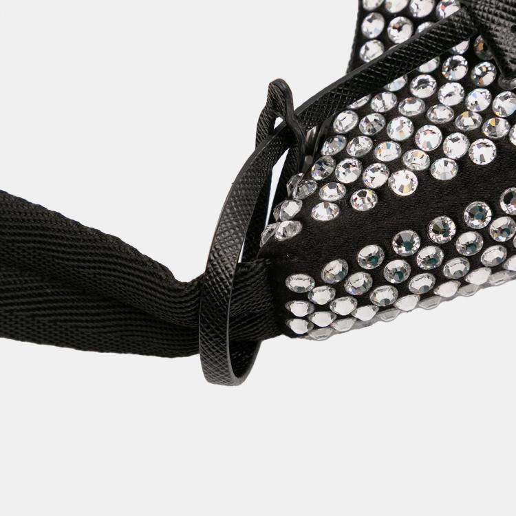 Pre Owned Prada Black Mini Satin Crystal Re Edition 2000 Shoulder Bag