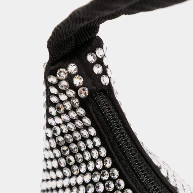 Pre Owned Prada Black Mini Satin Crystal Re Edition 2000 Shoulder Bag