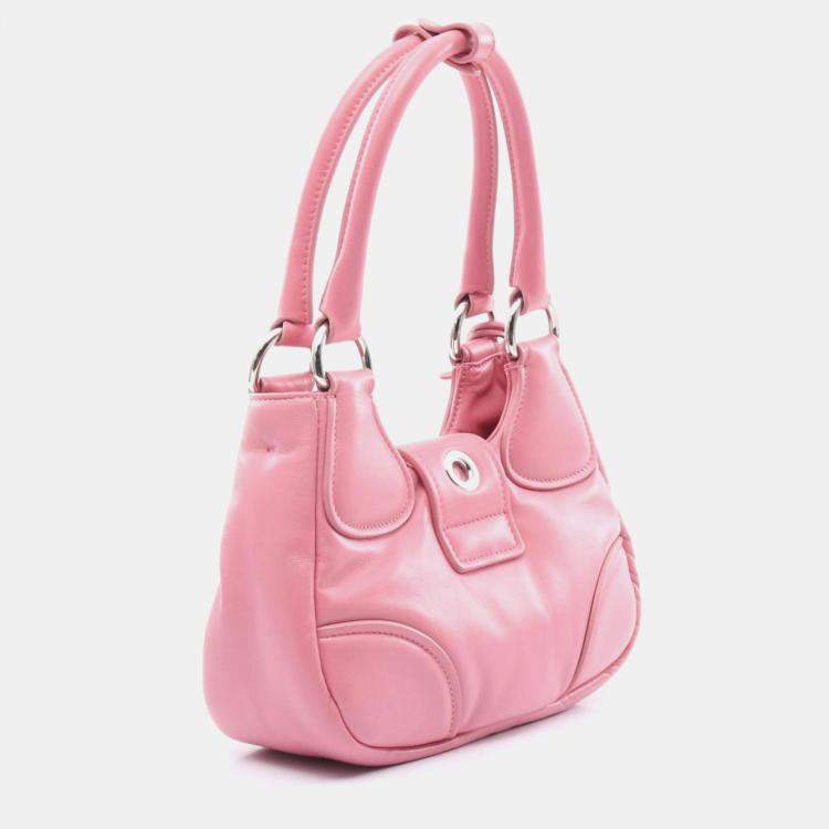 Pre Owned Prada Moon Pink  Leather Handbag 
