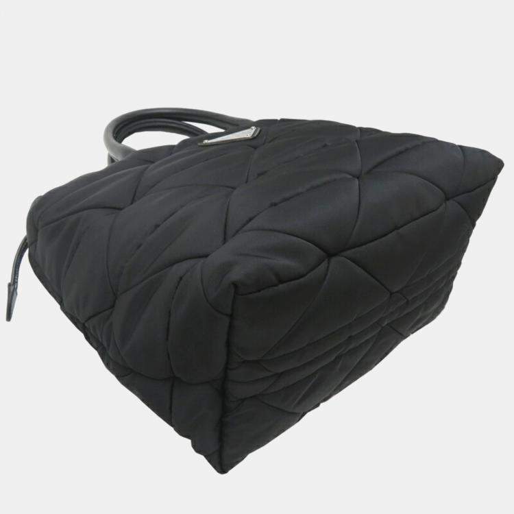 Pre Owned Prada Medium Padded Re-Nylon Tote Bag Black