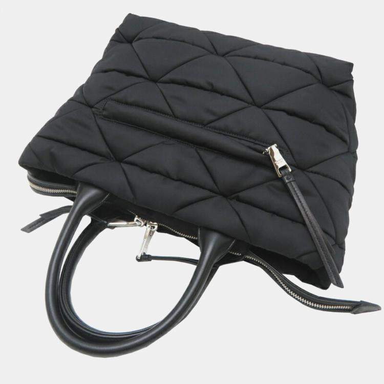 Pre Owned Prada Medium Padded Re-Nylon Tote Bag Black