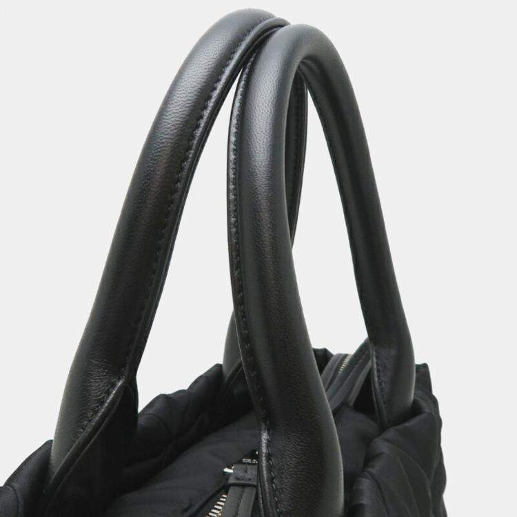 Pre Owned Prada Medium Padded Re-Nylon Tote Bag Black