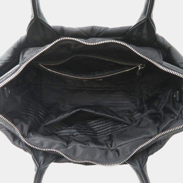 Pre Owned Prada Medium Padded Re-Nylon Tote Bag Black