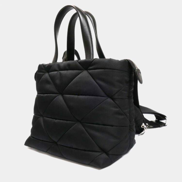 Pre Owned Prada Mini Padded Re-Nylon Tote Bag Black