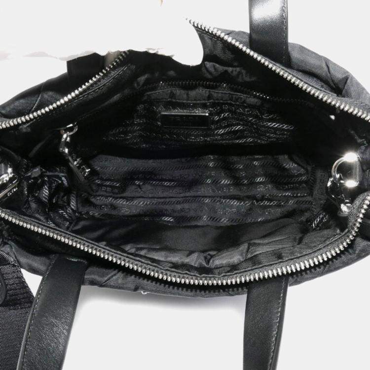 Pre Owned Prada Mini Padded Re-Nylon Tote Bag Black