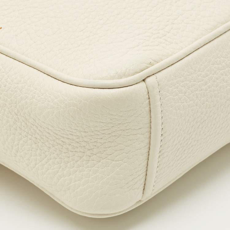 Pre Owned Prada White Vitello Phenix Leather Camera Crossbody Bag