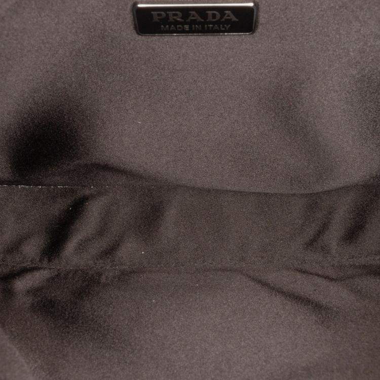 Pre Owned Prada Black Crystal Embellished Satin Cleo Shoulder Bag