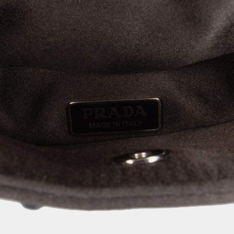 Pre Owned Prada Black Crystal Embellished Satin Cleo Shoulder Bag