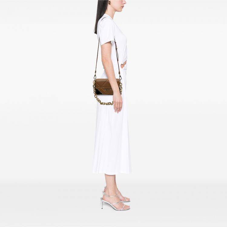 Pre Owned Prada Brown Nappa Stitched Satchel
