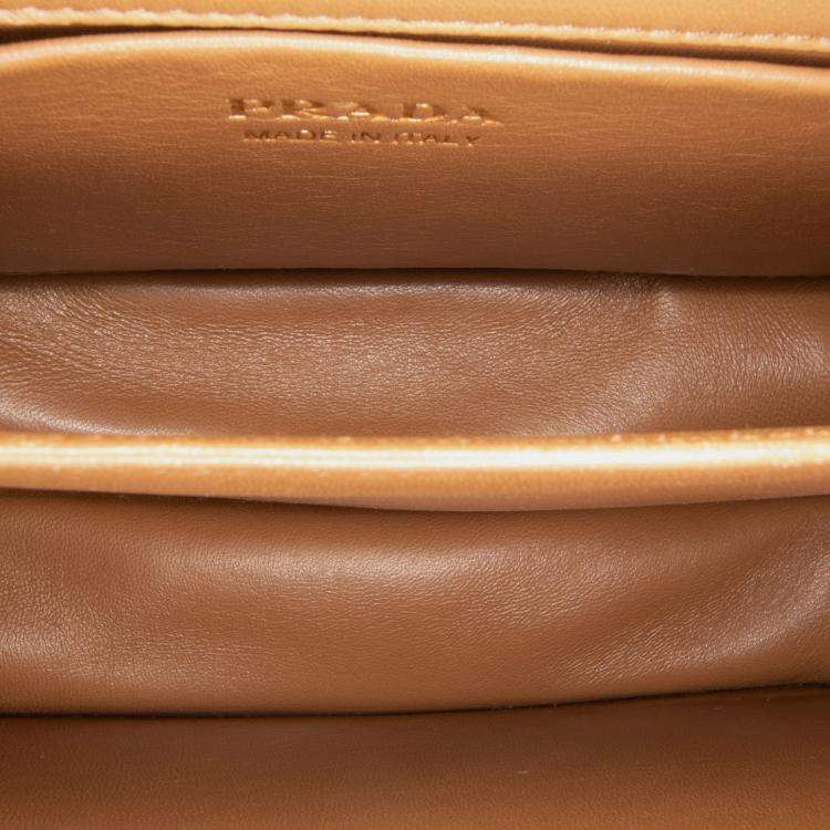 Pre Owned Prada Brown Nappa Stitched Satchel