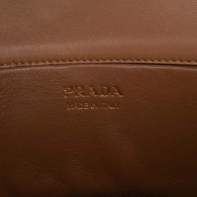 Pre Owned Prada Brown Nappa Stitched Satchel