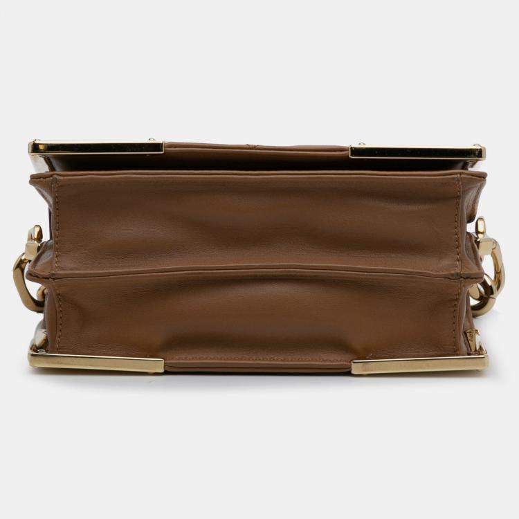 Pre Owned Prada Brown Nappa Stitched Satchel