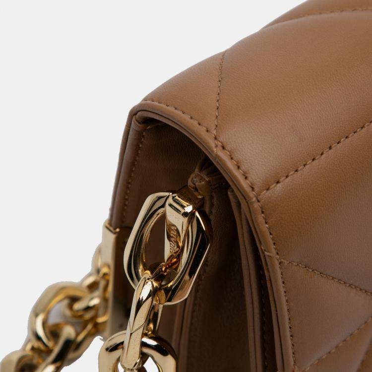 Pre Owned Prada Brown Nappa Stitched Satchel