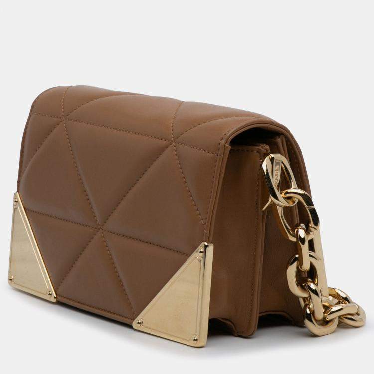 Pre Owned Prada Brown Nappa Stitched Satchel
