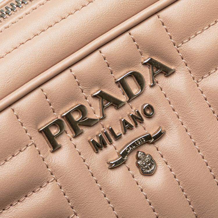 Pre Owned Prada Beige Brown Soft Calf Diagramme Crossbody