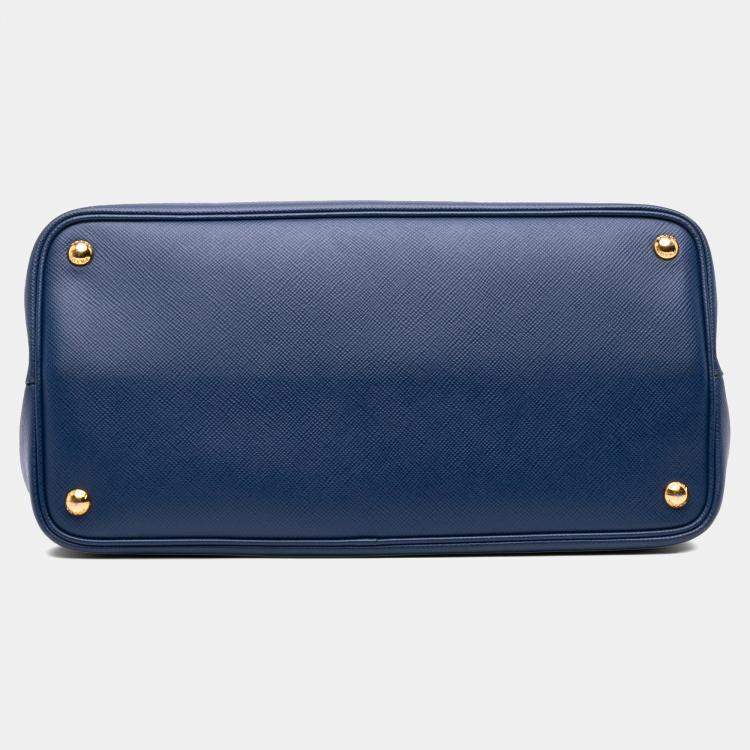Pre Owned Prada Blue Medium Saffiano Cuir Double Satchel