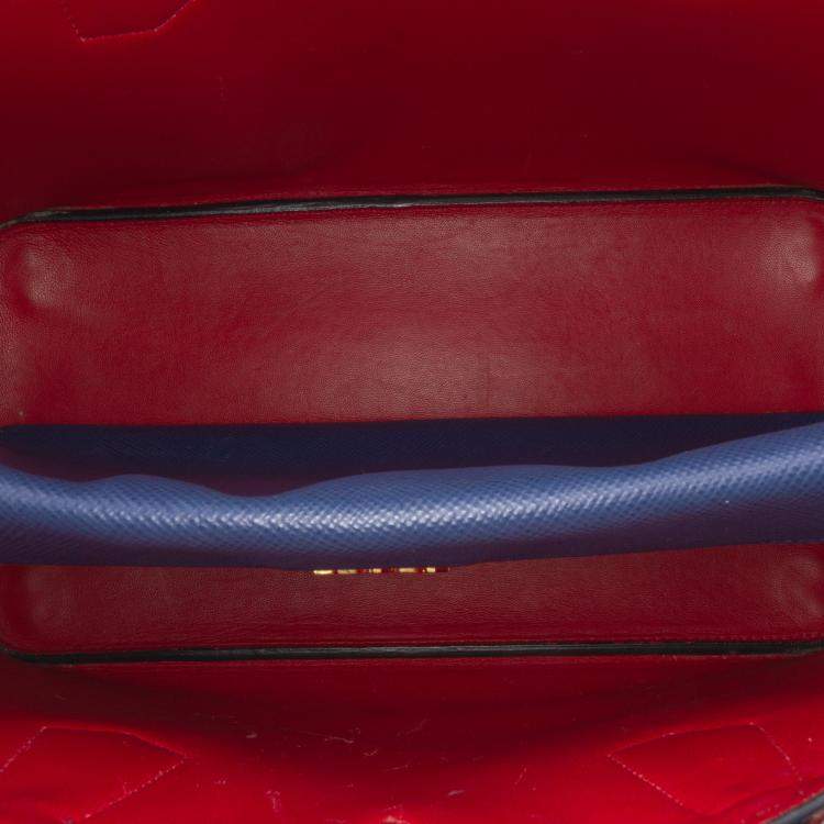 Pre Owned Prada Blue Medium Saffiano Cuir Double Satchel