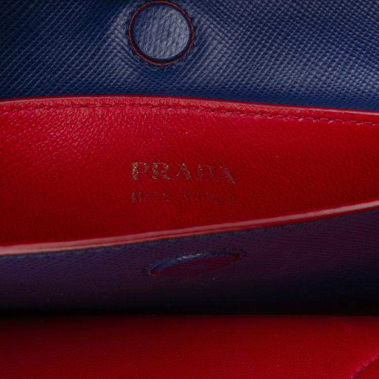 Pre Owned Prada Blue Medium Saffiano Cuir Double Satchel