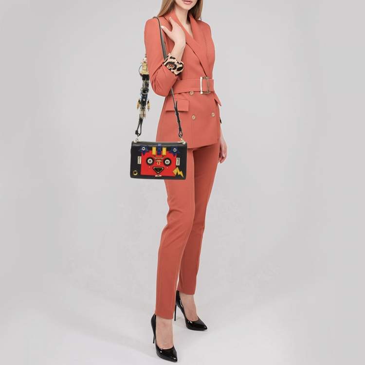 Pre Owned Prada Multicolor Leather Robot Flap Shoulder Bag