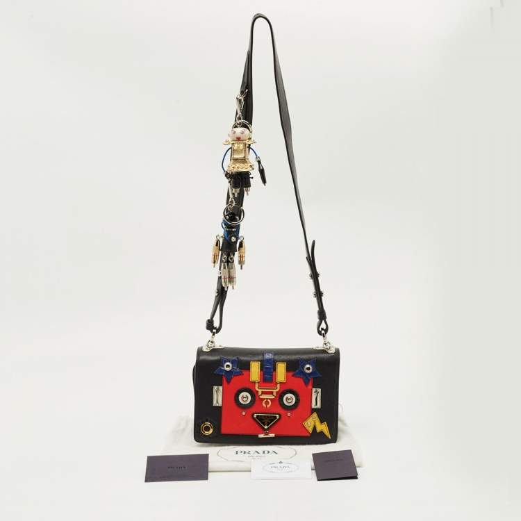 Pre Owned Prada Multicolor Leather Robot Flap Shoulder Bag