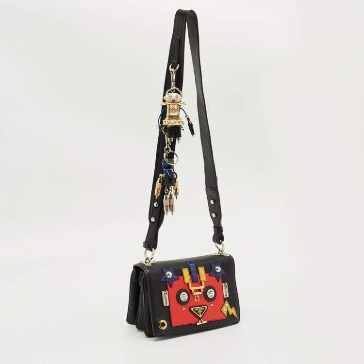 Pre Owned Prada Multicolor Leather Robot Flap Shoulder Bag