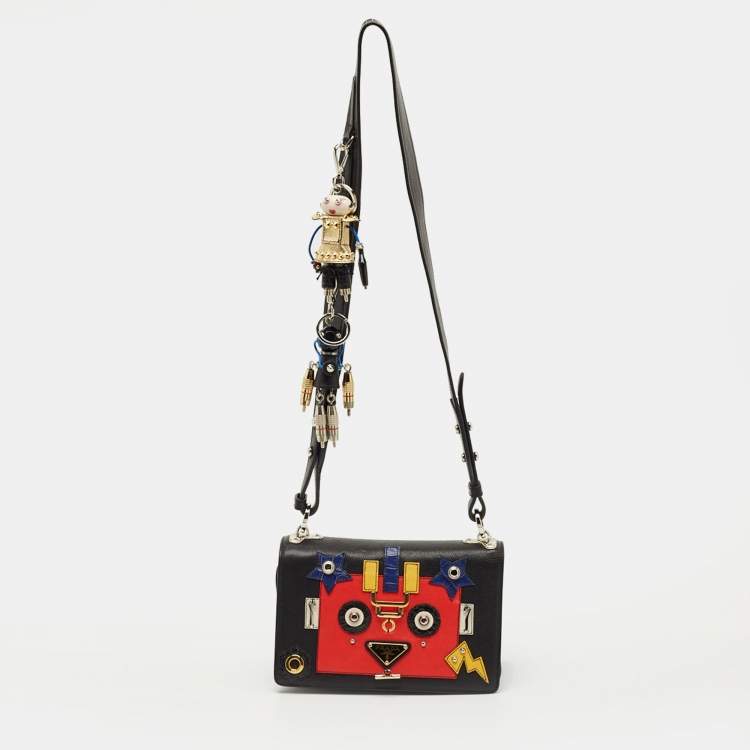 Pre Owned Prada Multicolor Leather Robot Flap Shoulder Bag