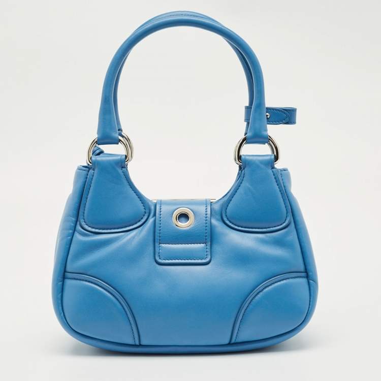 Pre Owned Prada Blue Moon Padded Leather Re-edition 2002 Bag 