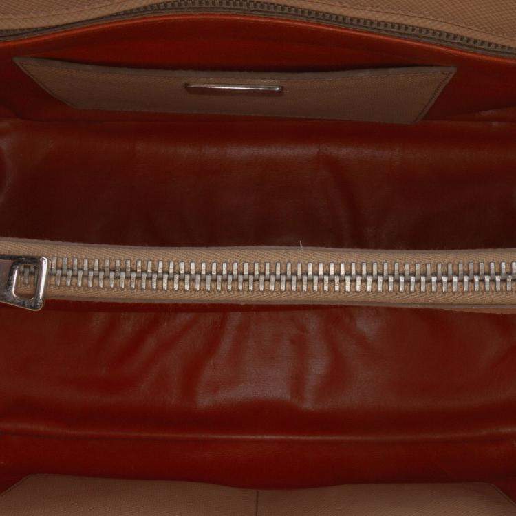 Pre Owned Prada Brown Saffiano Cuir Twin Lock Satchel