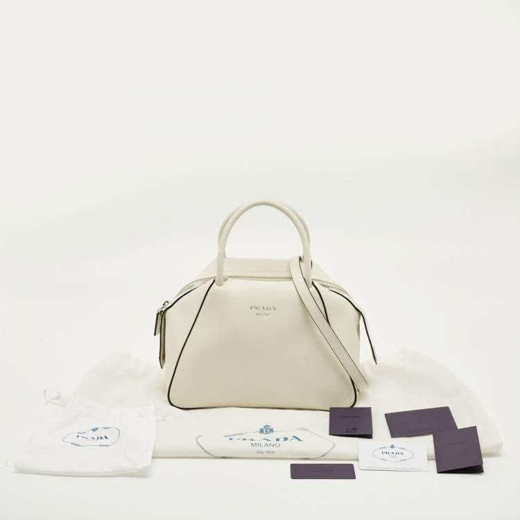 Pre Owned Prada White Softy Leather Supernova Satchel