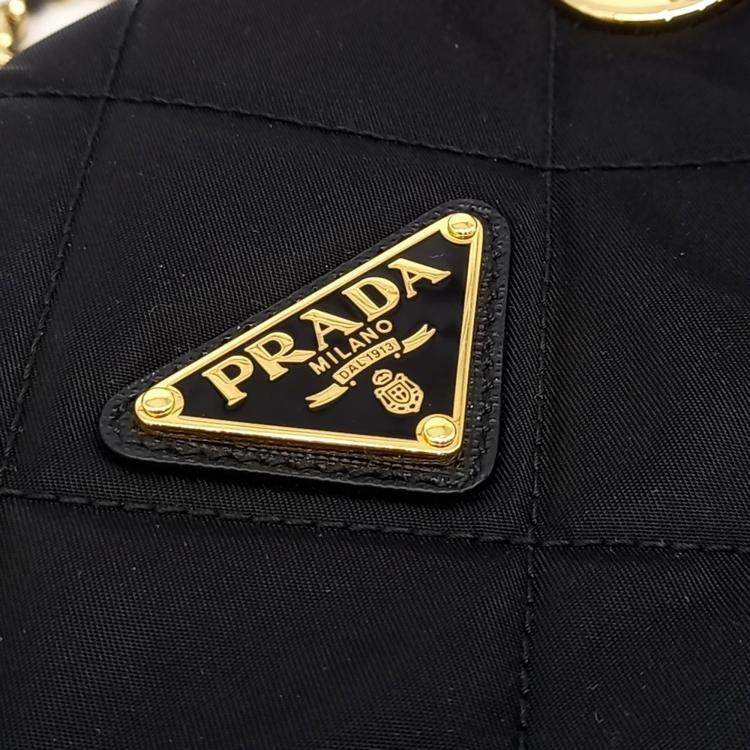 Pre Owned Prada Black Nylon Re-Edition 1995 Re-Nylon Chain Shoulder Bag