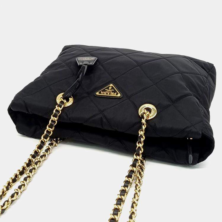 Pre Owned Prada Black Nylon Re-Edition 1995 Re-Nylon Chain Shoulder Bag