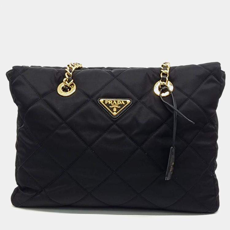Pre Owned Prada Black Nylon Re-Edition 1995 Re-Nylon Chain Shoulder Bag