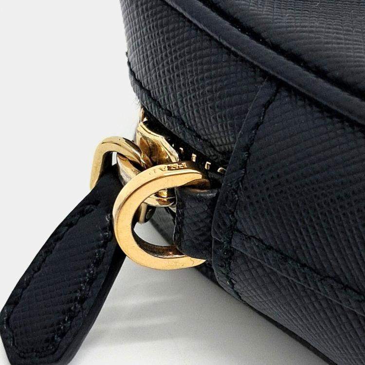 Pre Owned Prada Black Leather Saffiano Crossbody Bag