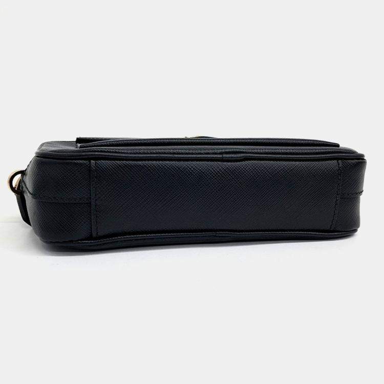 Pre Owned Prada Black Leather Saffiano Crossbody Bag