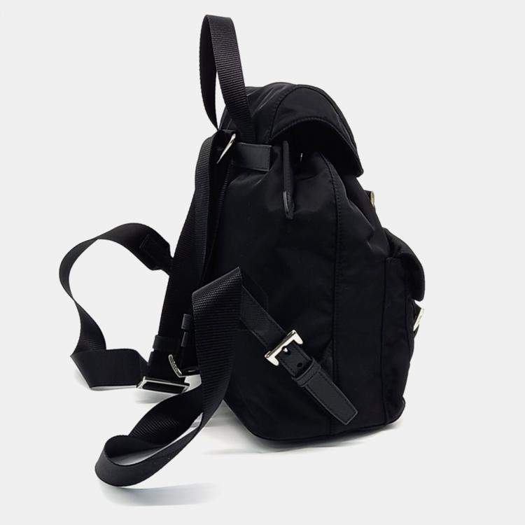 Pre Owned Prada Black Nylon Re-Nylon Two-Pocket Backpack
