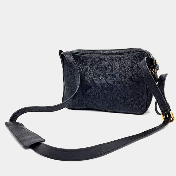 Pre Owned Prada Black Leather Vitello Phoenix Crossbody Bag