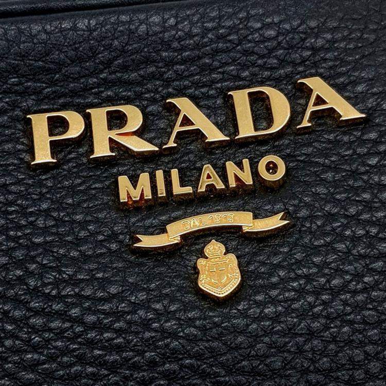 Pre Owned Prada Black Leather Vitello Phoenix Crossbody Bag