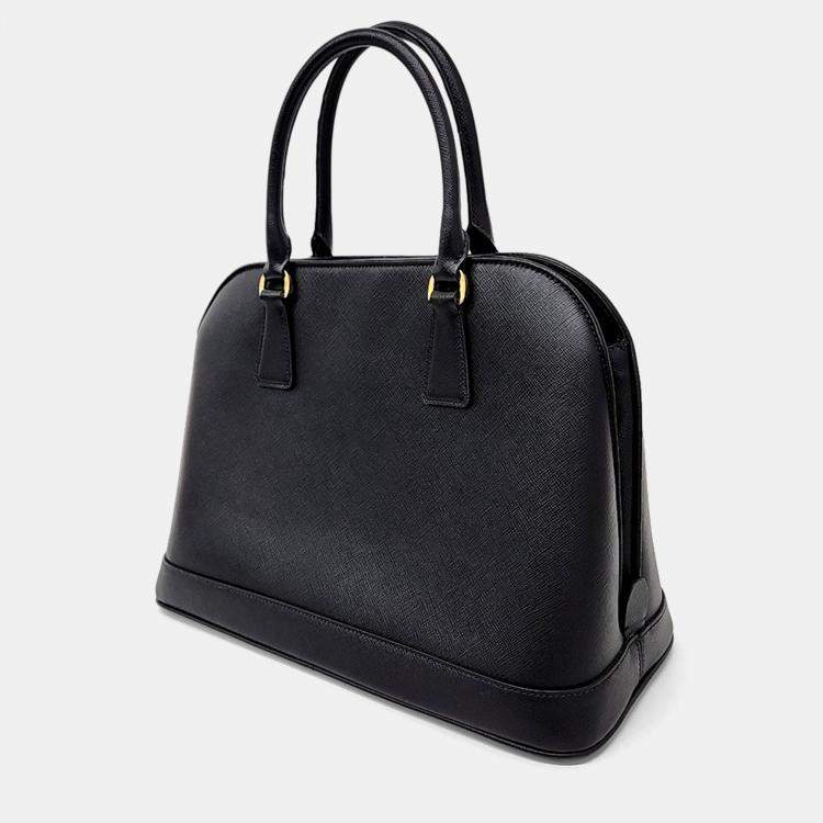 Pre Owned Prada Black Saffiano Leather Luxe Tote and Shoulder Bag