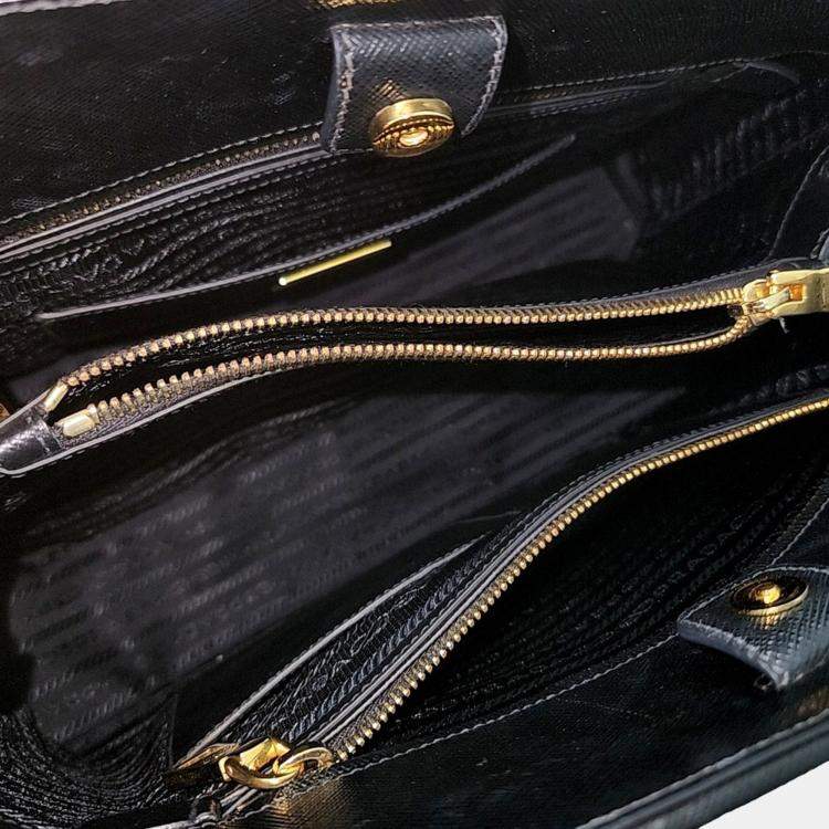 Pre Owned Prada Black Saffiano Leather Luxe Tote and Shoulder Bag