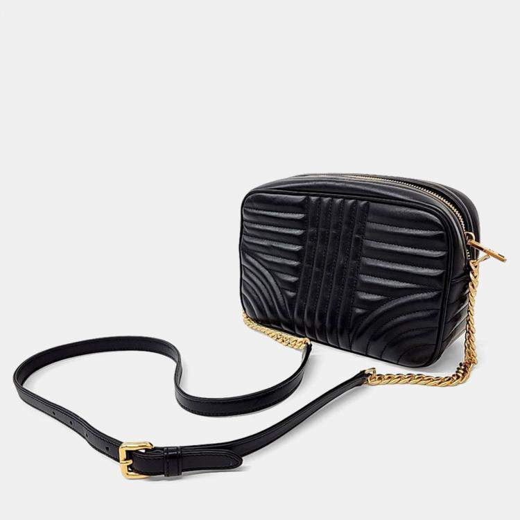 Pre Owned Prada Black Leather Soft Calf Diagram Crossbody Bag