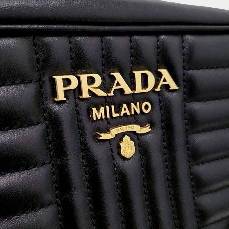 Pre Owned Prada Black Leather Soft Calf Diagram Crossbody Bag