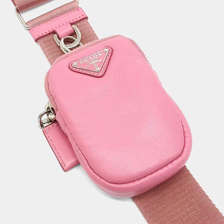 Pre Owned Prada Pink Leather Nappa Soft Padded Strap Hobo Bag