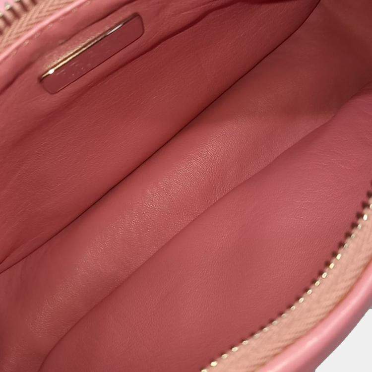 Pre Owned Prada Pink Leather Nappa Soft Padded Strap Hobo Bag