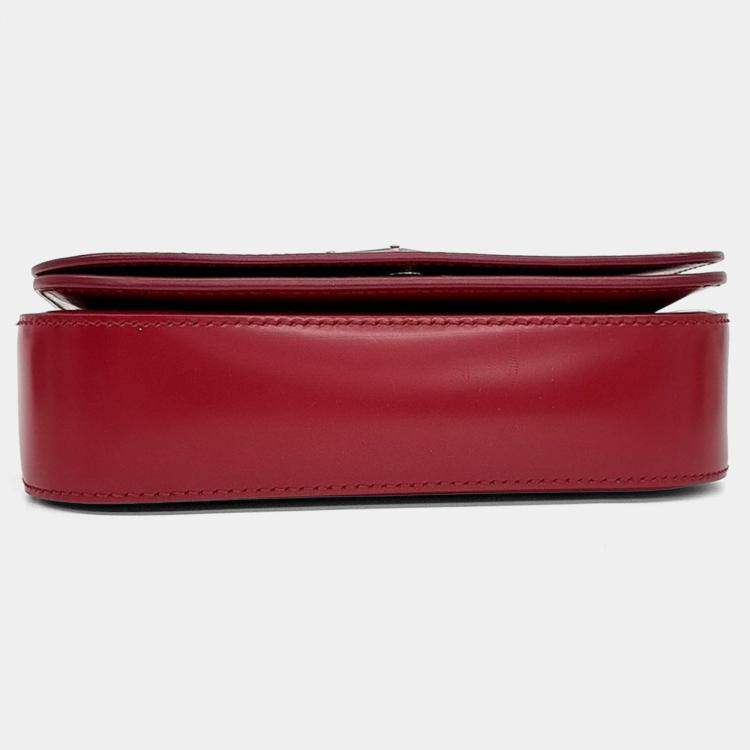 Pre Owned Prada Red Leather Brushed Shoulder Bag