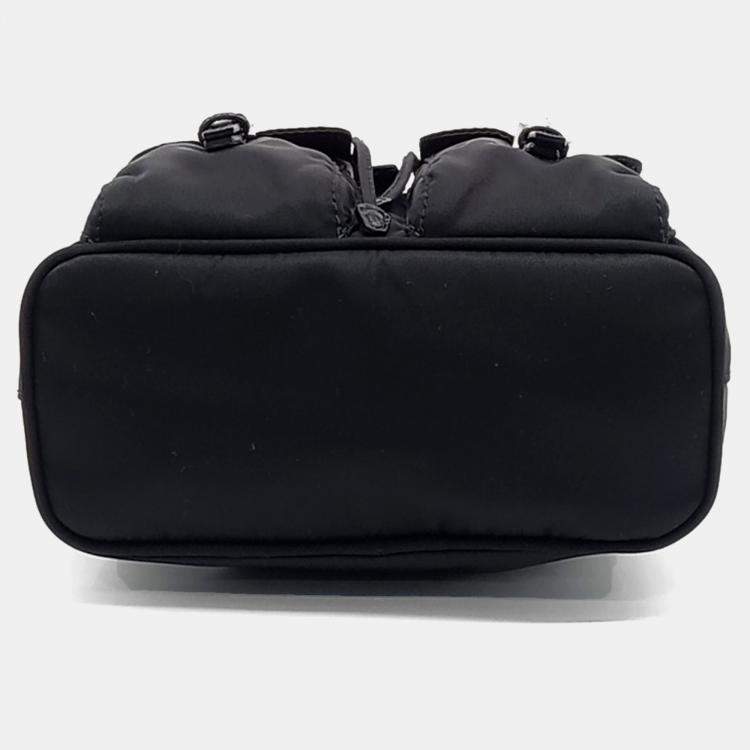 Pre Owned Prada Black Nylon Mini Backpack Chain Crossbody Bag