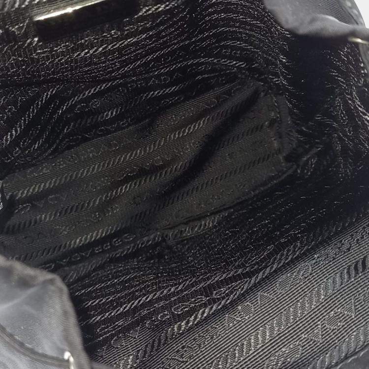 Pre Owned Prada Black Nylon Mini Backpack Chain Crossbody Bag