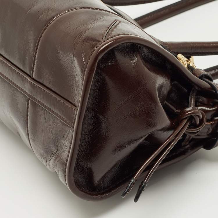 Pre Owned Prada Dark Brown Leather Medium Bonnie Shoulder Bag