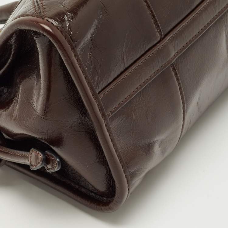 Pre Owned Prada Dark Brown Leather Medium Bonnie Shoulder Bag