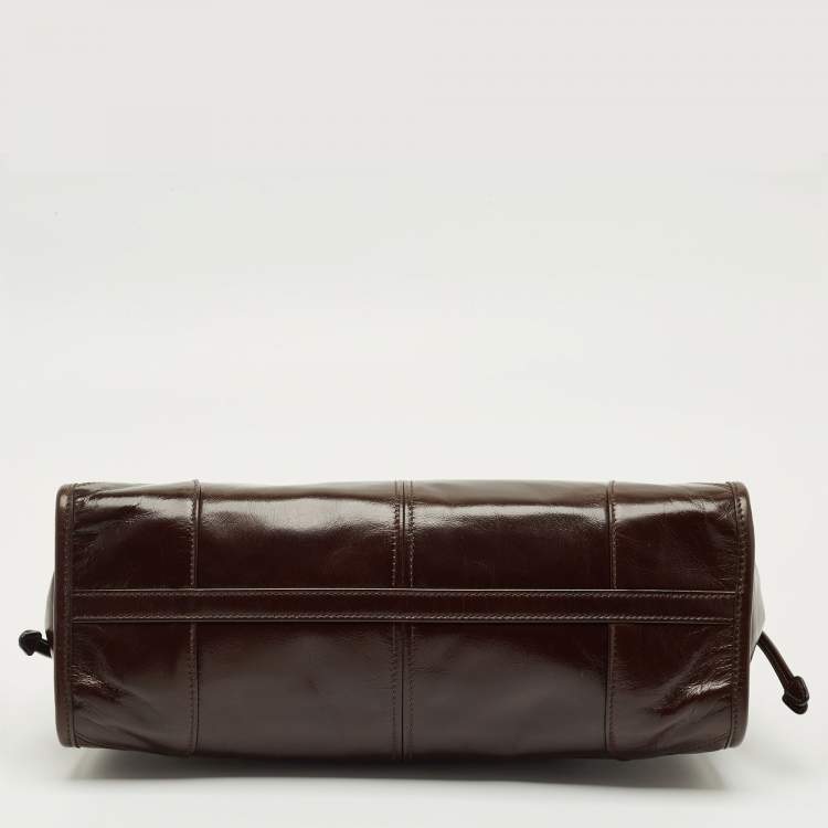 Pre Owned Prada Dark Brown Leather Medium Bonnie Shoulder Bag