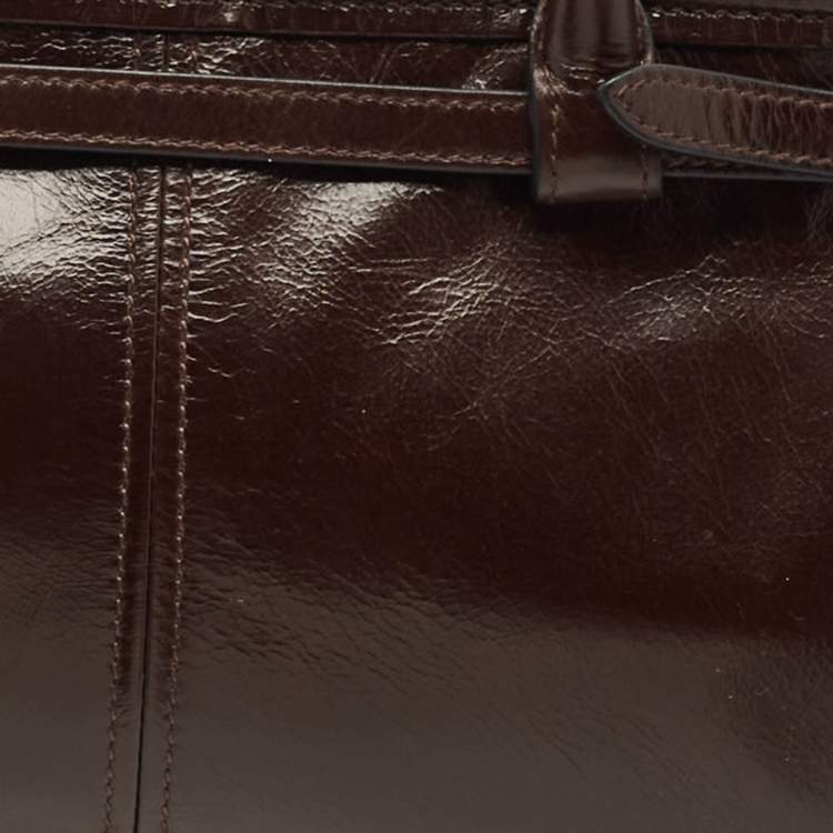 Pre Owned Prada Dark Brown Leather Medium Bonnie Shoulder Bag
